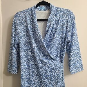 J Mclaughlin  Wrap, Chic, Functional, Elegant, Work, Blue Leopard, Dress Size M